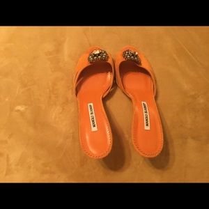 COPY - NEW MANOLO BLAHNIK ORANGE SUEDE JEWELED MULES 39/9